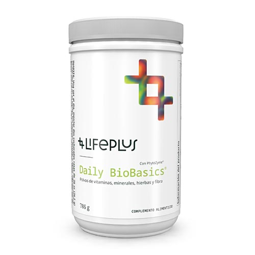 Envase original de Daily BioBasics de Lifeplus, fórmula española de 786 g